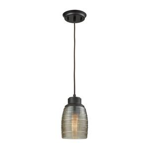 Muncie 1-Light Oil Rubbed Bronze with Champagne Plated Spun Glass Pendant