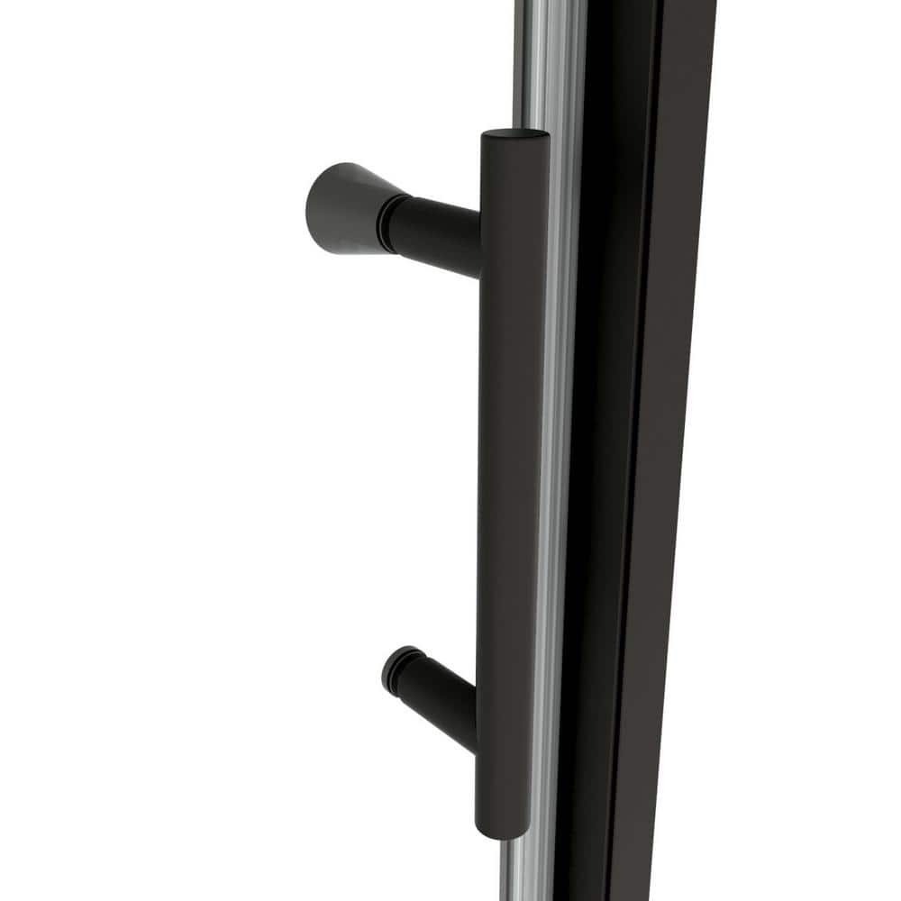 Black Framed Pivot Shower Door with Clear Glass