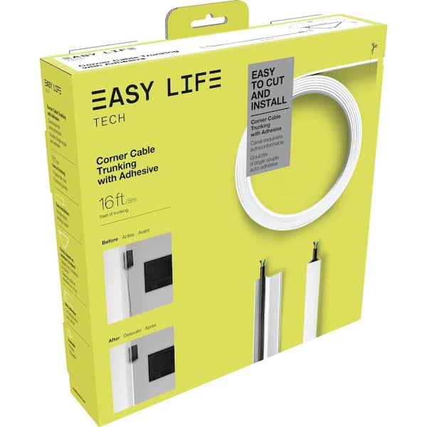 16 ft. Wall Corner Cable Trunking Roll - White 5/8 in. x 1.25 in. x 192 in. Roll