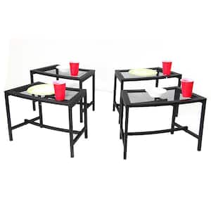 Black Mesh Metal Patio Side Table - 4 Tables