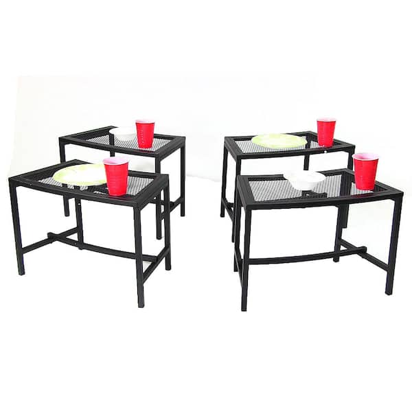 Sunnydaze Decor Black Mesh Metal Patio Side Table - 4 Tables