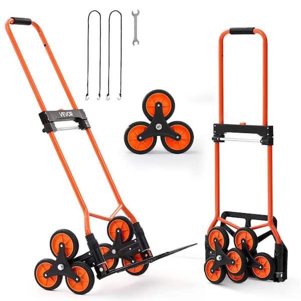 Stair Climbing Cart, 260 lbs. Stair-Climbing Capacity, Portable Folding Trolley Cart with Telescoping Handle, Hand Truck