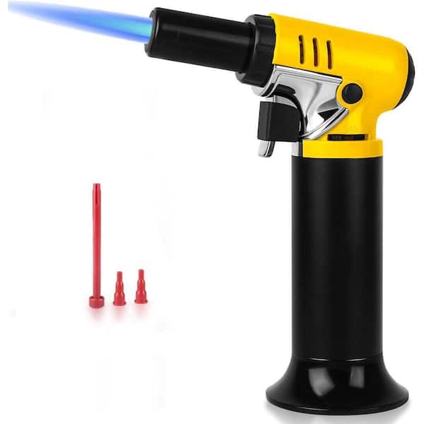 Aluminum Alloy Butane Torch Lighter with Fuel Gauge Adjustable Flame for Kitchen BBQ Baking Brulee Crafts Soldering