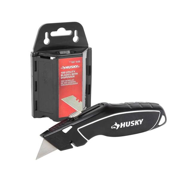 Husky Quick Release Retractable Utility Knife with Blades (100-Piece)