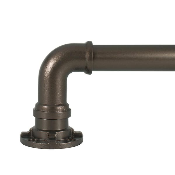Decopolitan Industrial Wrap Around 18 in. - 36 in. Adjustable Curtain Rod 1 in. in Bronze with Finial