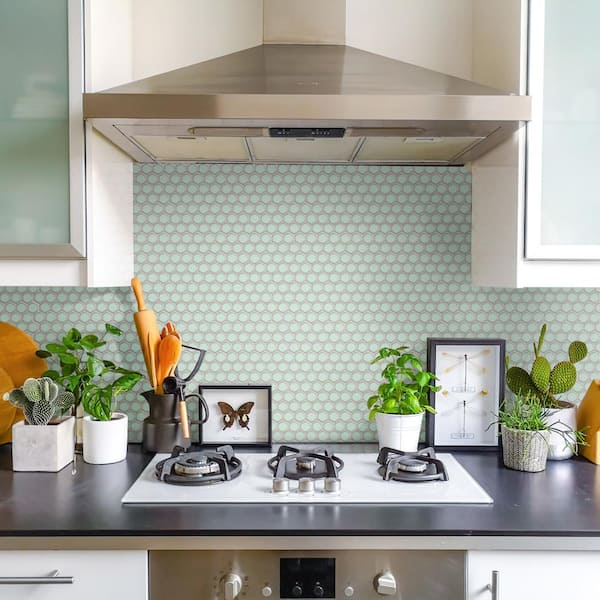 Hudson 1 in. Hex Light Green 11-7/8 in. x 13-1/4 in. Porcelain Mosaic Tile (11.2 sq. ft./Case)