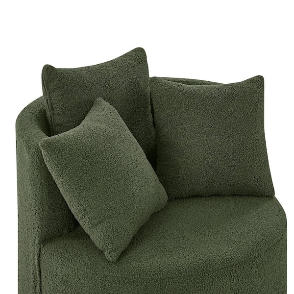 Green Velvet Upholstered Accent Swivel Chair Barrel Living Room Sofa Chair  with Movable Wheels and 3-Pillows ZT-W48790923 - The Home Depot