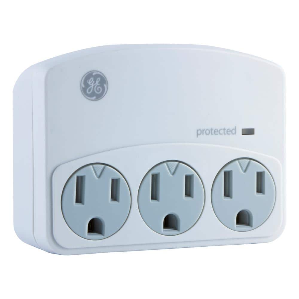 White 3-Outlet Surge Protector Wall Tap with Indicator Light