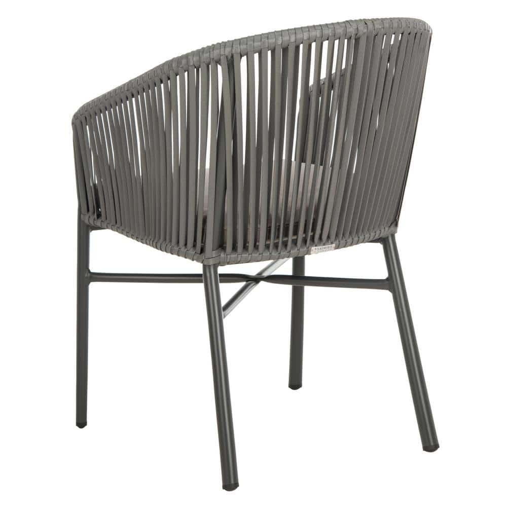 Matteo Gray Rope Arm Dining Chairs with Cushions, Set of 2