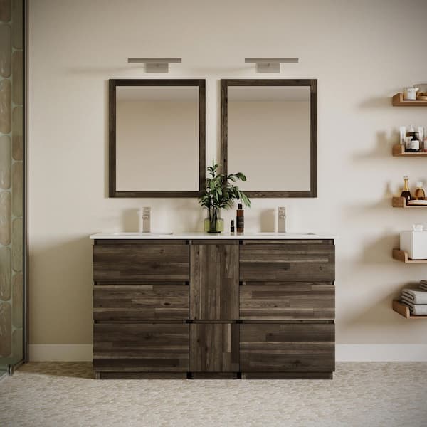 Formosa 58 in. Freestanding Double Bath Vanity Cabinet without Top in Acacia