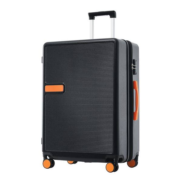 Merax 25 .2 in. Black Expandable ABS Hard Side Luggage Spinner 24 in. Suitcase TSA Lock Telescoping Handle, Wrapped Corner