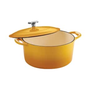 Gourmet 5.5 qt. Round Enameled Cast Iron Dutch Oven in Sunrise with Lid