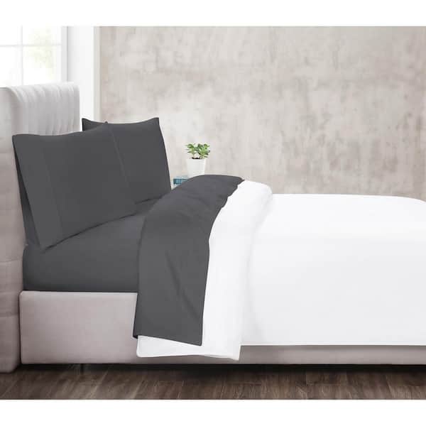 CHRISTIAN SIRIANO NEW YORK 300TC 3-Piece Dark Grey Solid Cotton Sateen California King Sheet Set