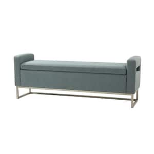 Justo Wide Blue Storage Bench with Metal Legs 59.1 in.