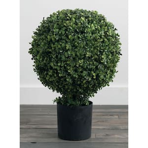 26.5 in. Artificial Round Potted Boxwood Topiary