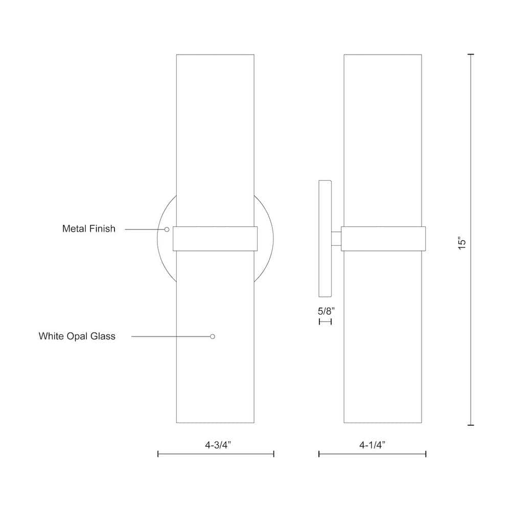 Milano Chrome Cylinder Dimmable LED Wall Sconce, 15"