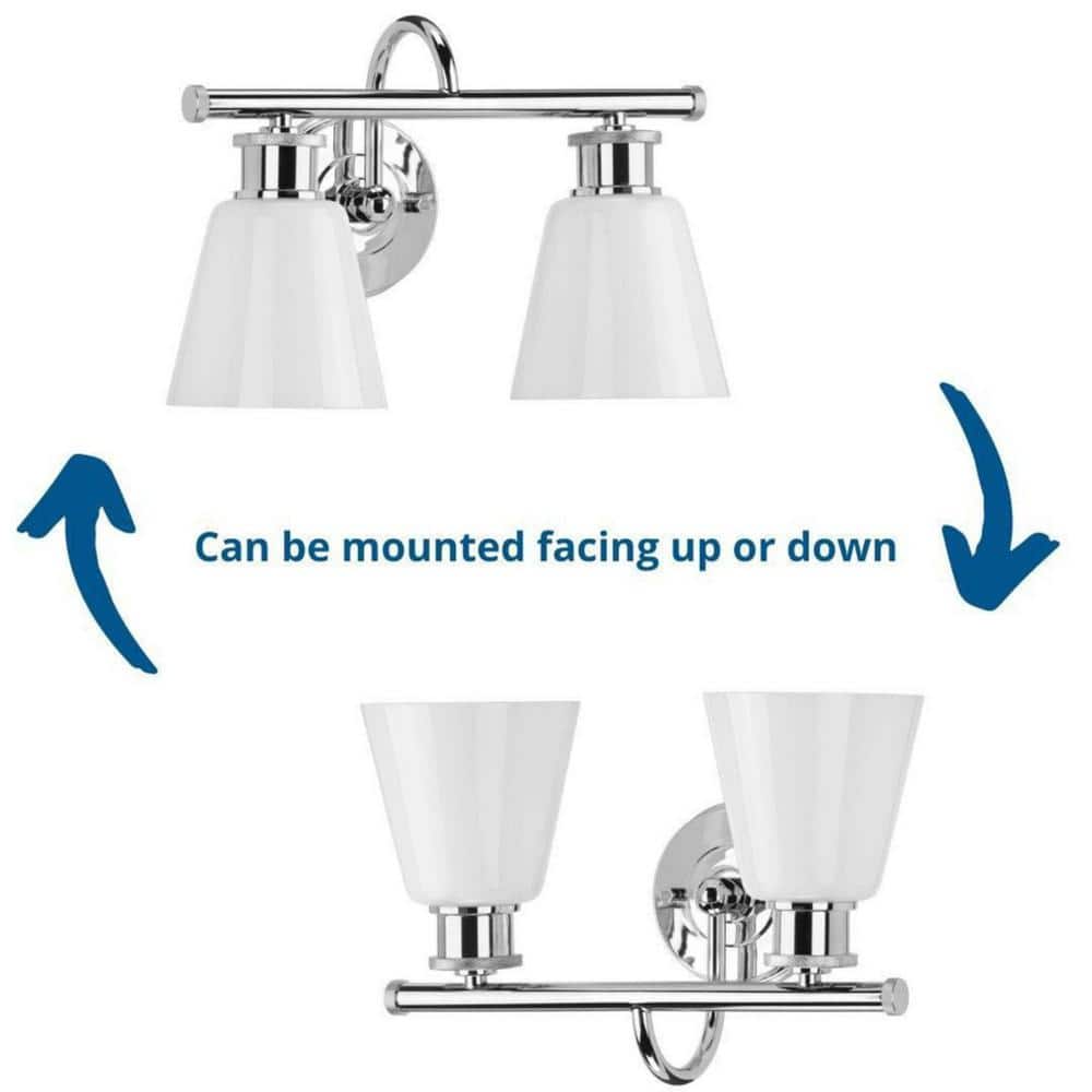 Ashford Polished Chrome 2-Light Bath Vanity with Opal Glass Shades