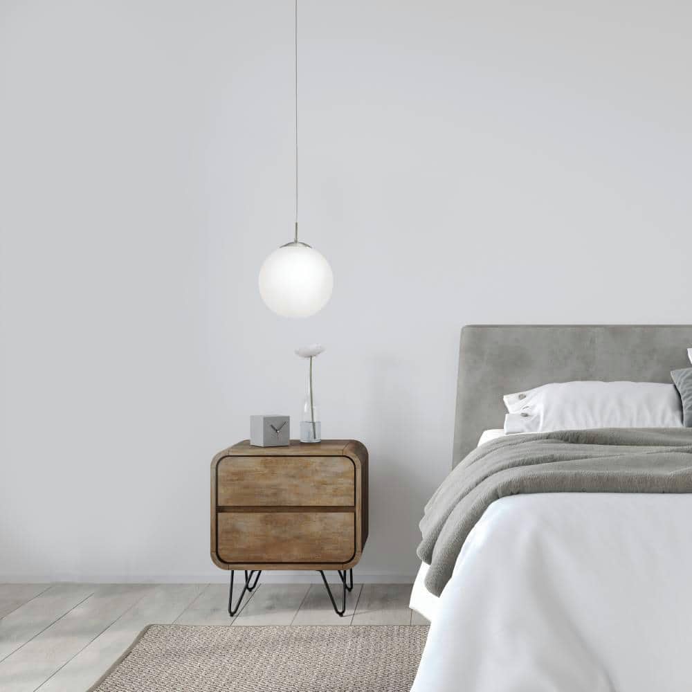 Modern Globe Nickel & Glass Pendant Light with Adjustable Height