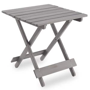 20 in. H Rectangle Wood Outdoor Side Table, Adirondack Patio Folding End Table, Cedar Garden Coffee Table in Gray