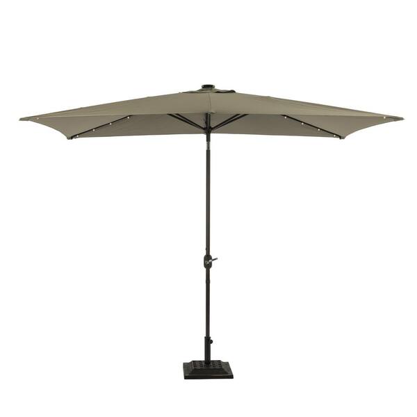 Unbranded 10 ft. Market Patio Umbrella in Gray with LED (Middle)