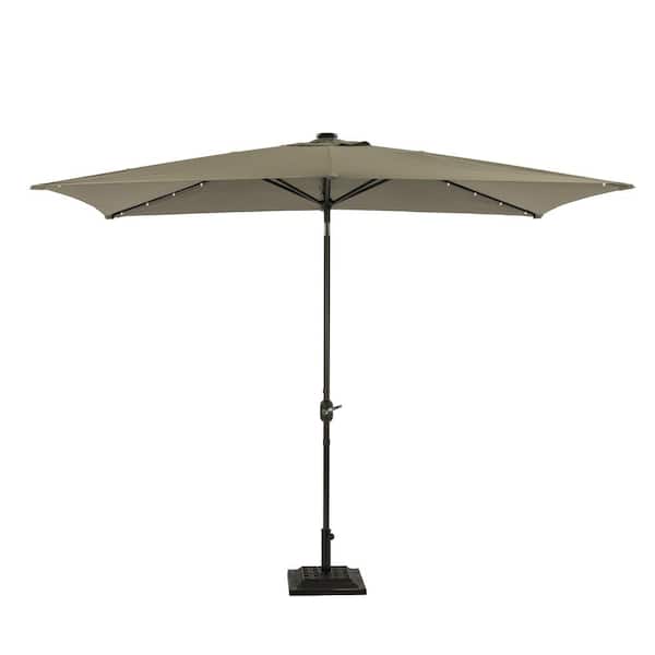 Unbranded 6.5 ft. x 10 ft. Rectangular Steel Solar Patio Umbrella in Gray