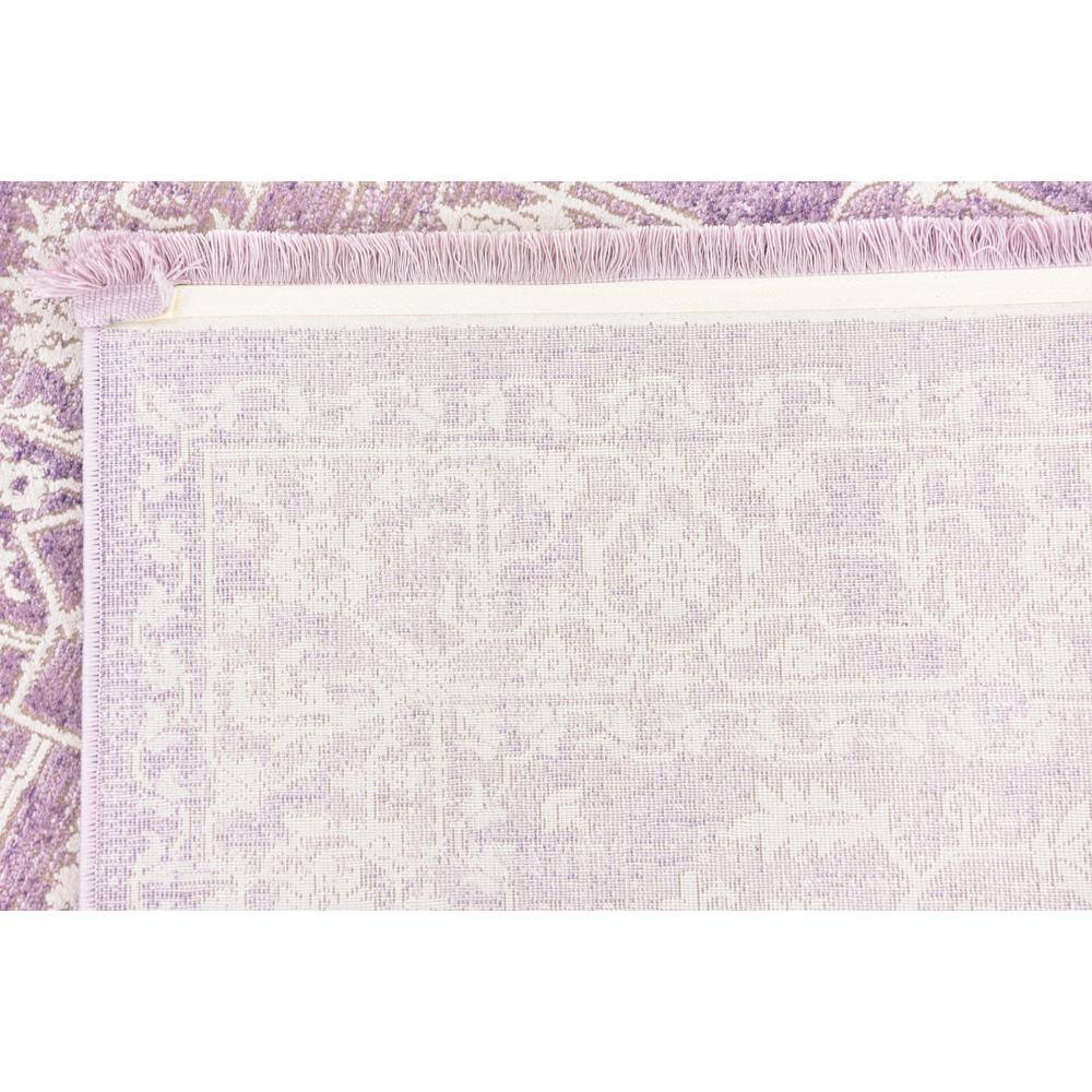 Purple and Ivory Abstract Synthetic Easy Care Rug, 4' x 6'