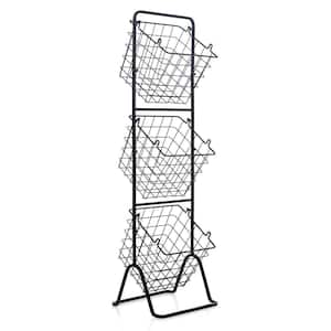 1-Piece 3-Tier Fruit Basket Stand with Adjustable Heights