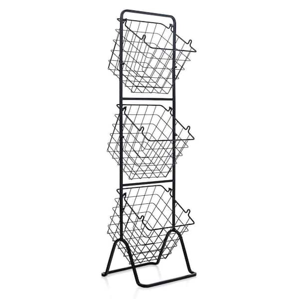 1-Piece 3-Tier Fruit Basket Stand with Adjustable Heights