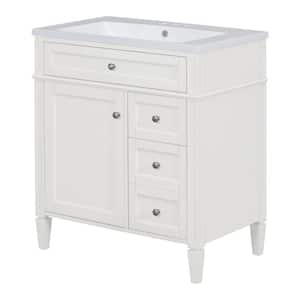 30 in. W x 18 in. D x 33 in. H Bath Vanity Bathroom Storage Cabinet with Top Single Sink and Tip-out Drawer in White