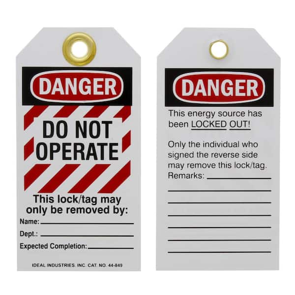 IDEAL Heavy-Duty Lockout Tag, Standard, Do Not Operate, Striped (25 Bag)