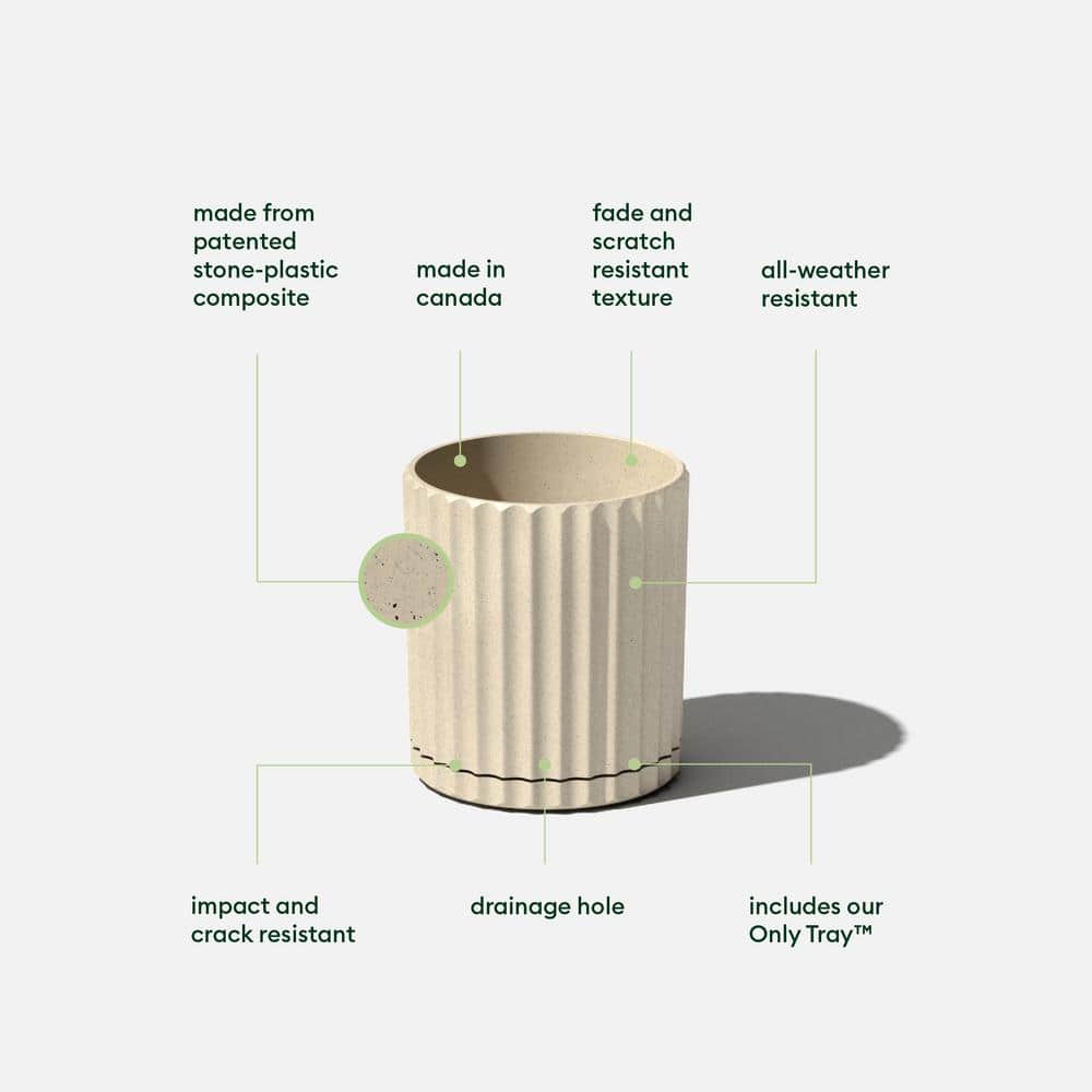 Sand Fluted 6'' Plastic-Stone Indoor/Outdoor Planter Set