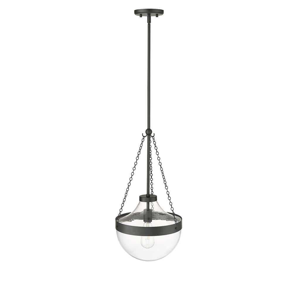 Clarra Matte Black and Glass Pendant Light
