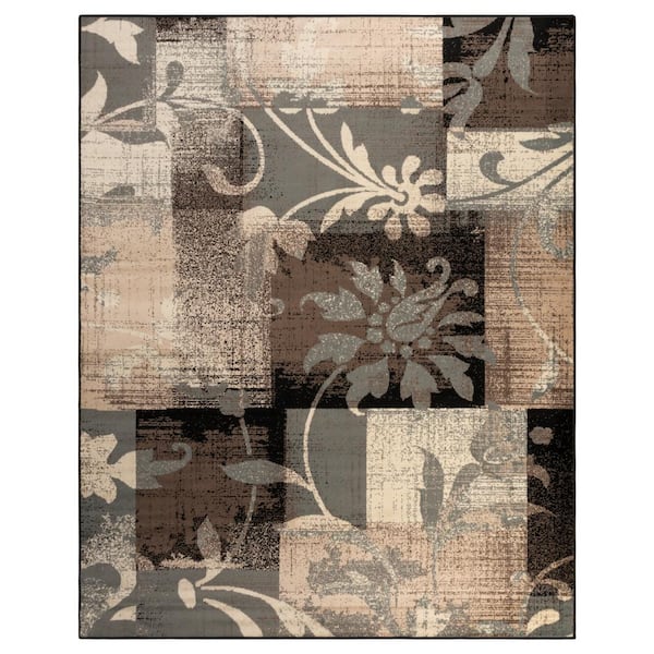 SUPERIOR Pastiche Chocolate 8 ft. x 10 ft. Rectangle Floral Patchwork  Geometric Polypropylene Area Rug 8X10RUGPASTI