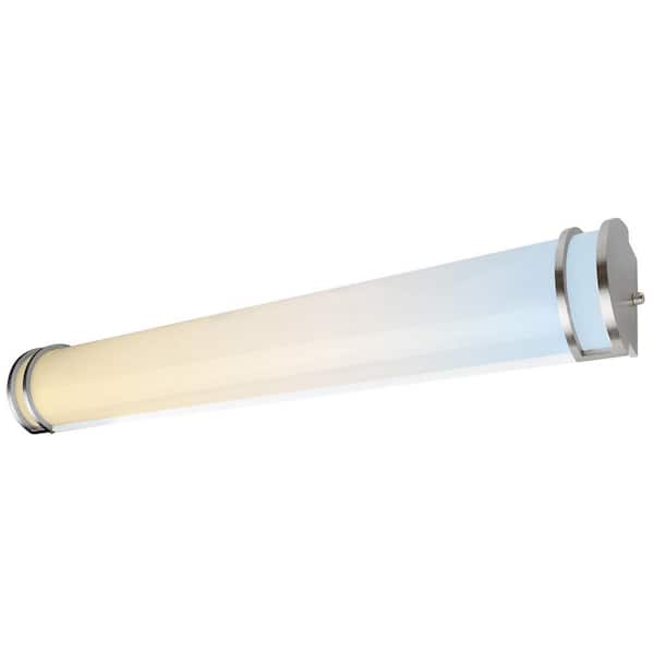 Sunlite 36 in. 1-Light Brushed Nickel LED Dimmable ETL Listed ENERGY STAR Half Cylinder Vanity Light with Frosted Shade