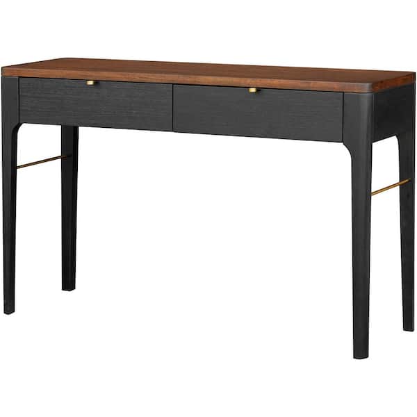 Livabliss Kentrell 30 in. Black/Brown Rectangle Wood Console Table