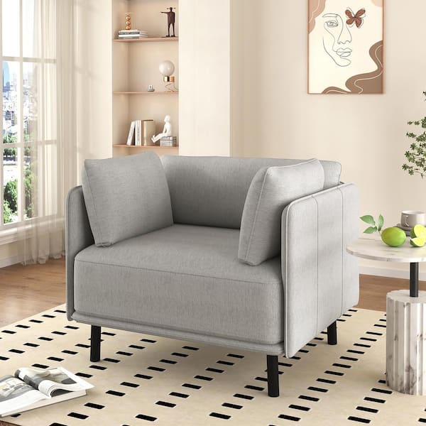 Modern Grey Polyester Upholstery Accent Arm Chair