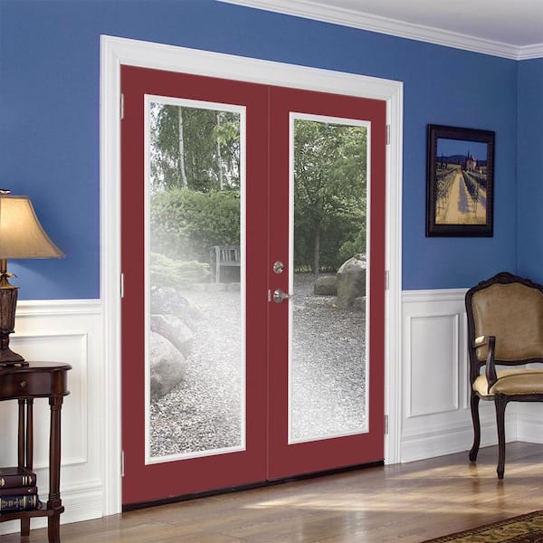 72 in. x 80 in. Red Bluff Steel Prehung Left-Hand Inswing Full Lite Clear Glass Patio Door with Brickmold