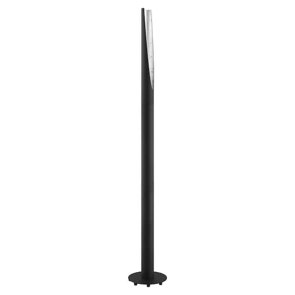 Eglo Barbotto 7.25 in. W x 53.86 in. H 1-Light Matte Black and Silver Interior Floor Lamp