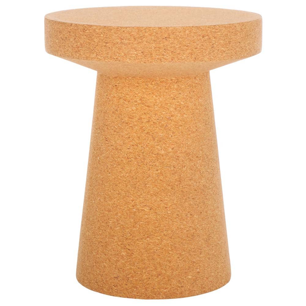 SAFAVIEH Fernanda 12 in. Brown Round Cork End Table AMH8356A - The