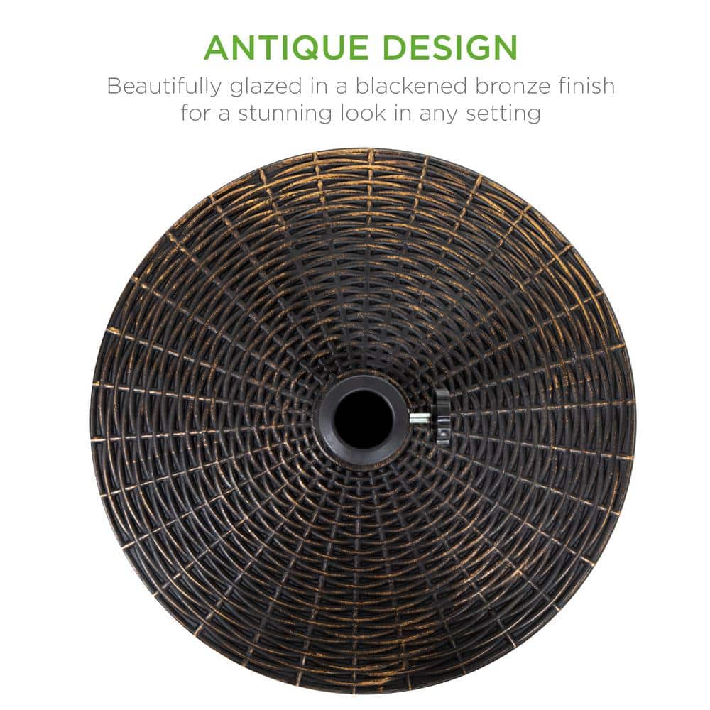 Antique Bronze Wicker Style Metal Patio Umbrella Base Stand
