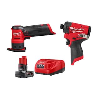 M12 FUEL 12-Volt Lithium-Ion Brushless Cordless Detail Sander & M12 FUEL 1/4 in. Hex Impact Driver w/Battery & Charger