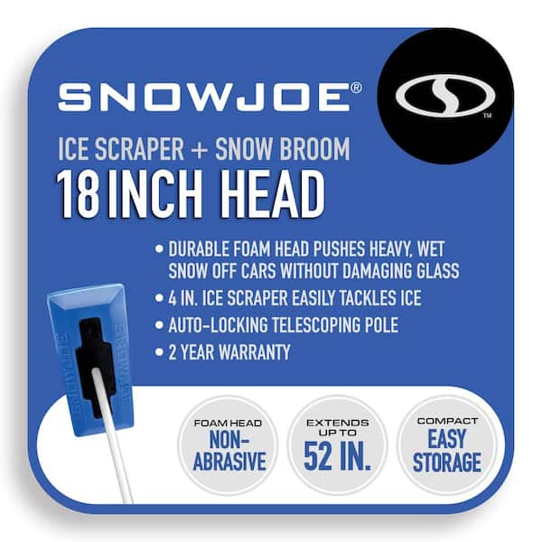 Snow Joe 2-In-1 18 in. Foam Head Telescoping Snow Broom + Ice