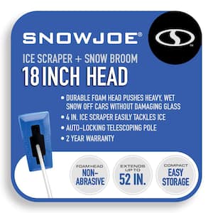 2-In-1 18 in. Foam Head Telescoping Snow Broom + Ice Scraper