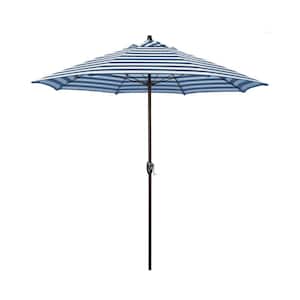 7.5 ft. Bronze Aluminum Market Patio Umbrella with Fiberglass Ribs and Auto Tilt in Cabana Regatta Sunbrella