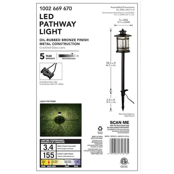 Hampton Bay Coffeeville Low Voltage Oil-Rubbed Bronze LED Outdoor Landscape  Path Light JLW1501H-3 - The Home Depot