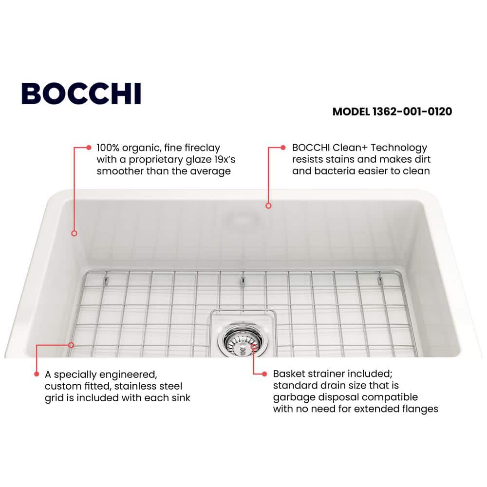 Sotto 32'' White Fireclay Single Bowl Drop-in Kitchen Sink