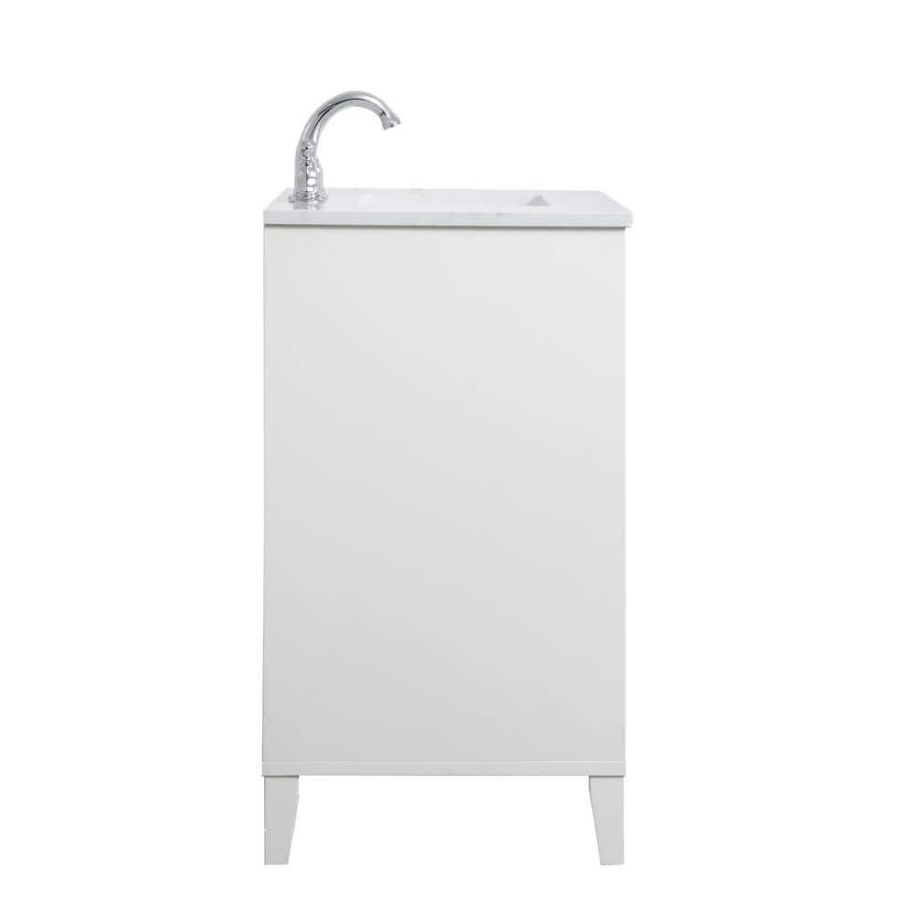 Elegant White Quartz Top Single Bathroom Vanity with Storage Drawer