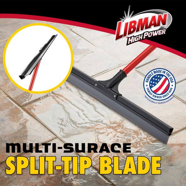 24 in. PVC High Power Multi-Surface Rubber Floor Squeegee with 60 in. Steel Handle (6-Pack)