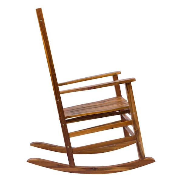 44"H Oak Porch Rocker made of Acacia, Porch Rocking Chair, Classic Wooden Porch Rockers, Indoor or Outdoor Rocking Chair