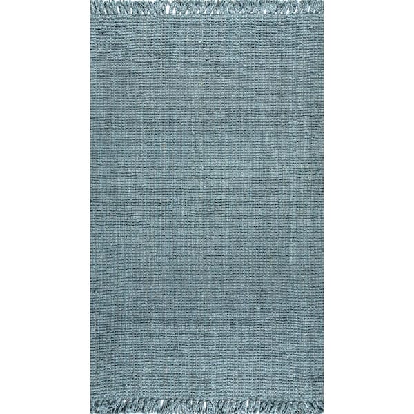 Para Chunky with Fringe Light Blue/Gray 2 ft. x 8 ft. Runner Rug